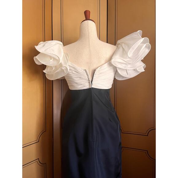 Vintage cocktail dress in black and white, size M - Picture 9 of 9